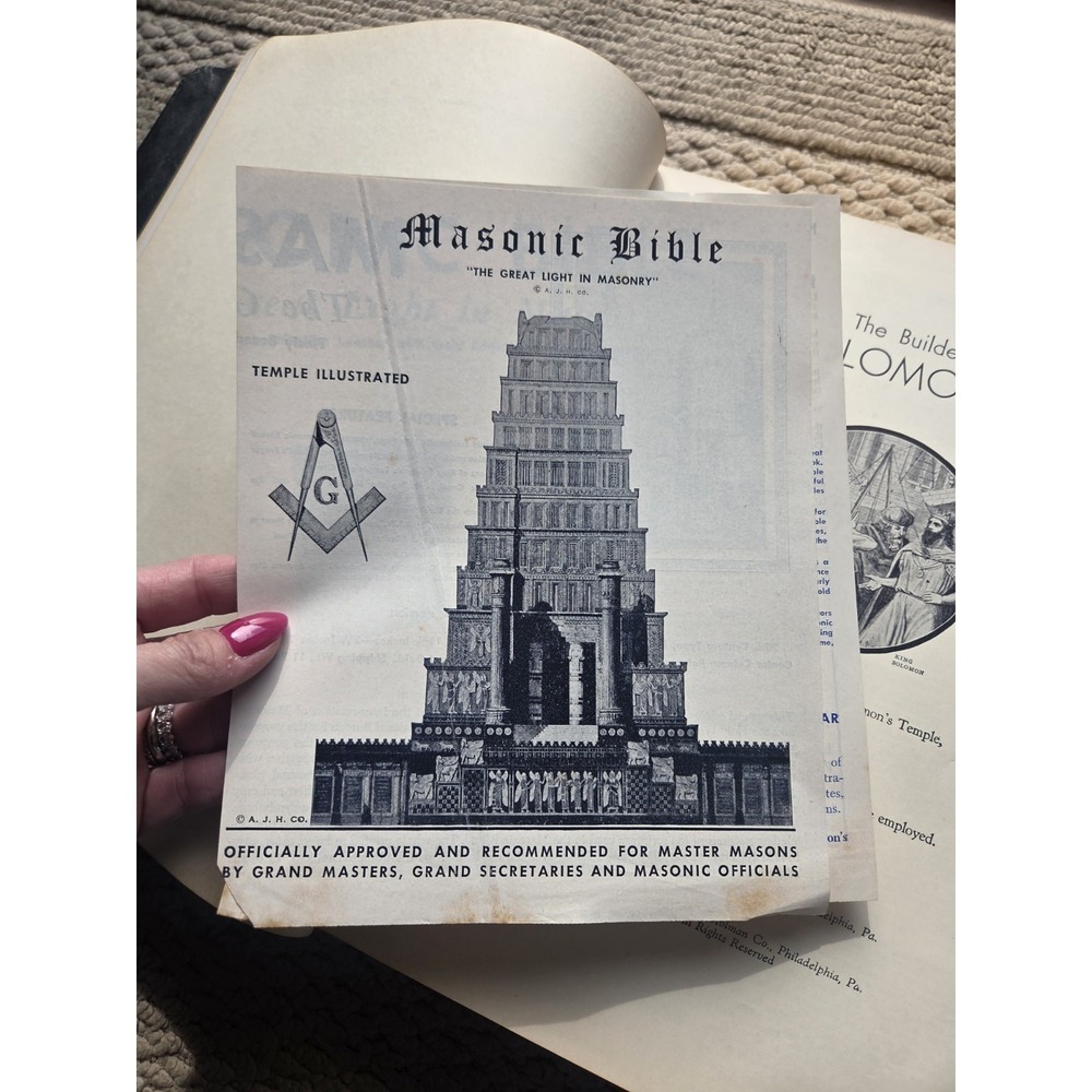 Large Masonic Edition Holy Bible 1932 A.J. Holman Co. 1200+ Pages - Picture 15 of 16
